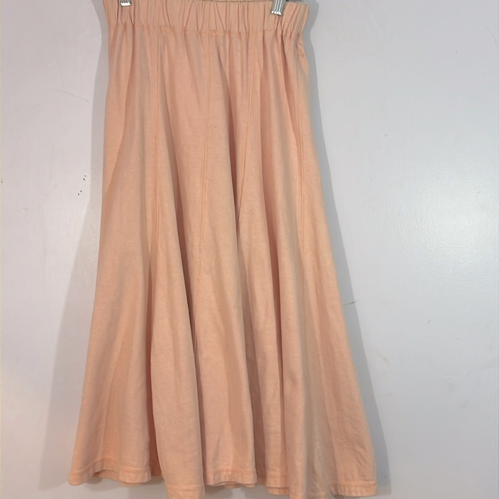 Vintage CHRISTIAN DE CASTELNUA peach colored Midi Skirt, 1 petite